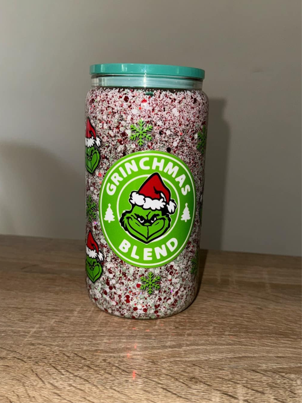 *Custom* 16oz Glass Snow Globe Tumbler
